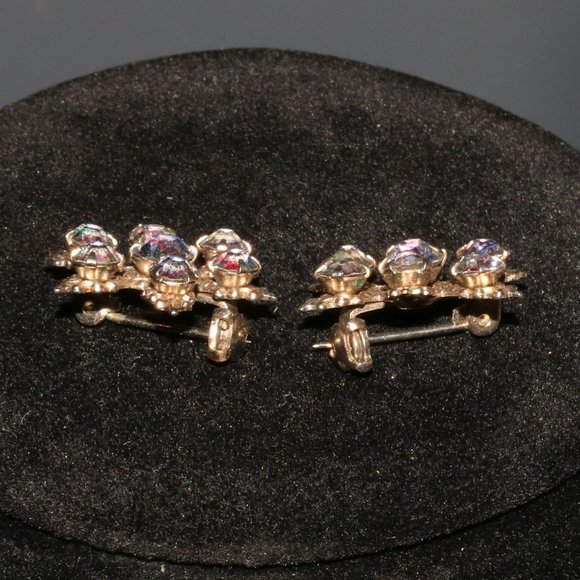 SNOWFLAKE Pair of Brooch Pins Clear Rhinestone - Picture 5 of 7